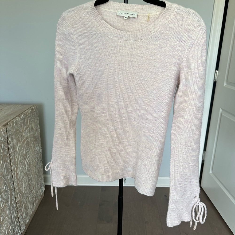 White + Warren Soft Pink Ribbed Sweater